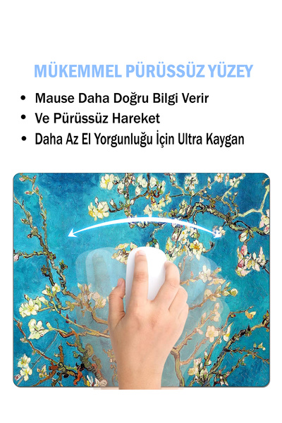 AsMat Paw Mause Pad ve Bardak Atlığı Takımı.Sulu Boya Çiçek Temalı MausePad(fare) ve Bardak Altlığı