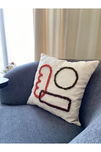 La Vivi Бохемска гео цветна възглавница от измито лен - 45x45 cm