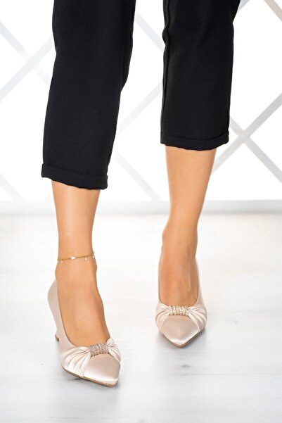 Erkan Saçmacı Wendy Ten Saten Taş Tasarımlı Ayakkabı