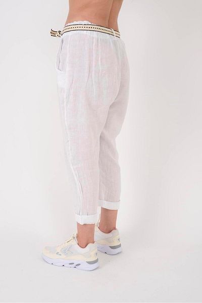 Park Moda 10156H Pantaloni de in - Tăiat morcov cu detaliu curea