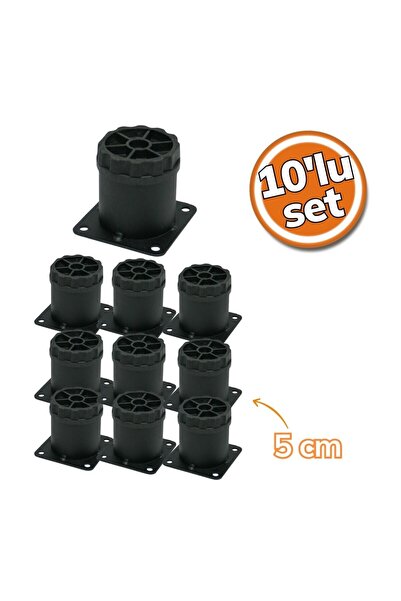 SYM Metal Yuvarlak Ayak Siyah 5cm 10'lu Set