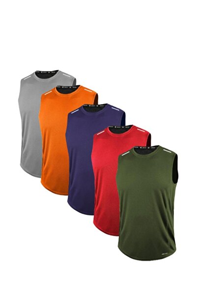 GENIUS STORE Men's Athletic Sports T-shirt Set of 5 - Quick Dry, Moisture Abs...
