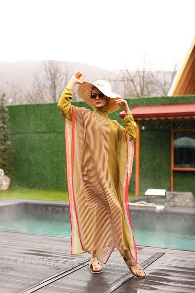 ButikKardelen Camellia Hijab Swimsuit - 5 Pieces Patterned, Model 10361