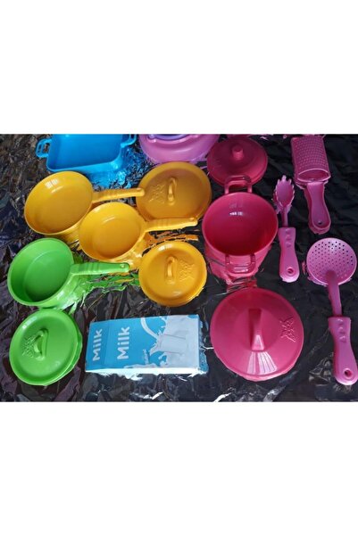OYUNCAKSAHİLİ Kitchenware with Bag Dining Set 26 Pieces Pot Pan Ladle