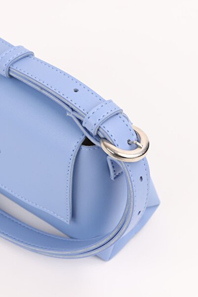 NOTHING Mini baghetă pentru femei Baby Blue - Geantă de mână și geantă de umăr cu centură și curea reglabilă încrucișată