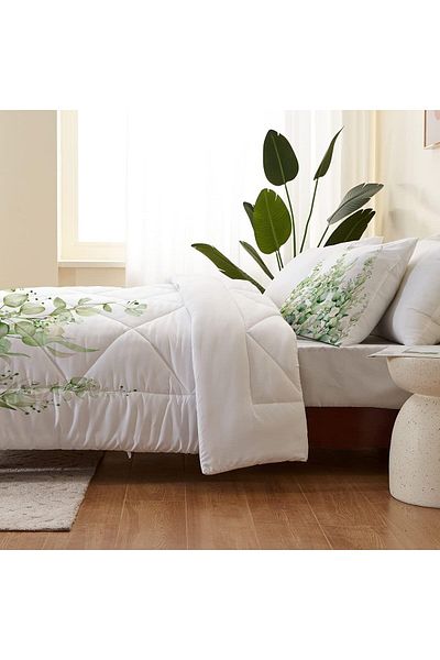 Else Dekor Green Ivy Patterned Double Person Microfiber Quilted - Quilt Pillow Case