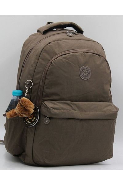 Bevitton Unisex Crinkle Fabric Daily School Backpack - 2200 Mink