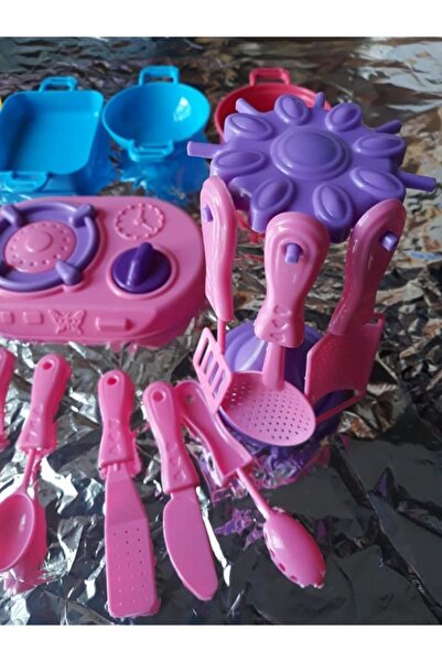 OYUNCAKSAHİLİ Kitchenware with Bag Dining Set 26 Pieces Pot Pan Ladle