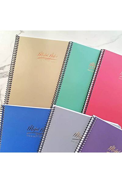Gıpta 17x24 cm Checked Metal Notebook with Spiral PP Cover - 100 yp Quantity