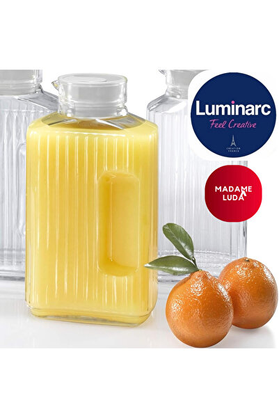 Luminarc Krug Quadro Borosilikat Sıcak-soğuk Kapaklı 2 Lt.Cam Buzdolabı Sürahisi-Su-Meyve Suyu-Limonata-Ayran