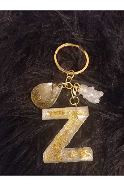 demirbasavm سلسلة مفاتيح مصنوعة يدويًا من الإيبوكسي بحرف Z