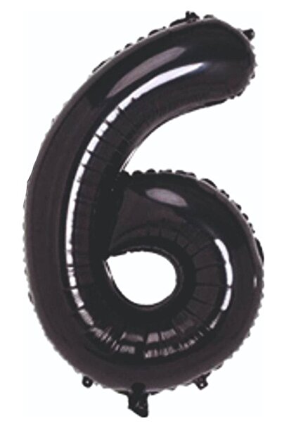Onay Store Folyo Balon 6 Rakamı Helyum Balon 100 Cm Siyah Renk -6 Yaş Balonu-...