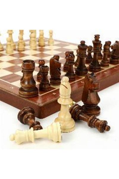Onay Store Polyester Walnut Veneer - Checkers and Chess Backgammon with Wood and Stone Detail