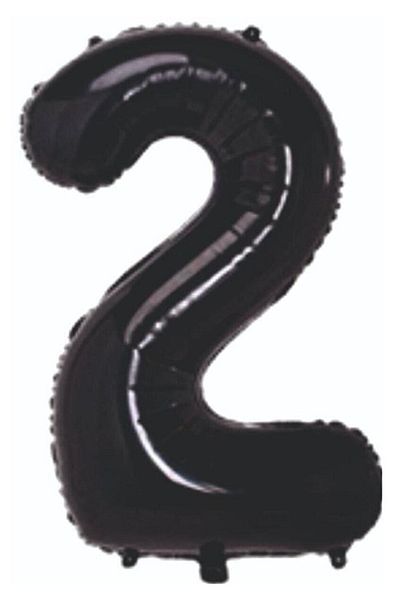 Onay Store Foil Balloon 2 Number Helium Balloon 100 Cm Black Color -2 Years Balloon- Birthday Party Set Supplies
