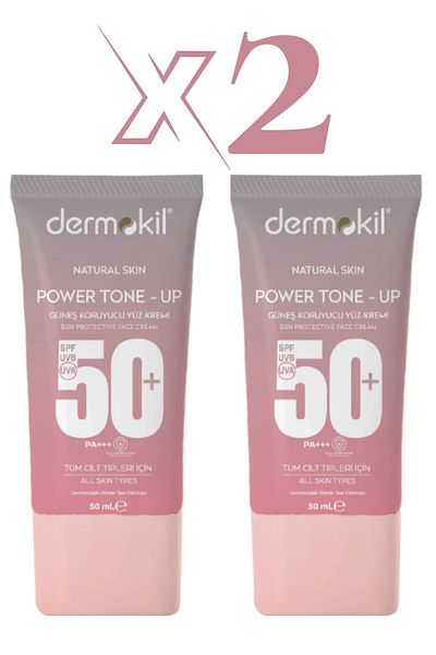 Dermokil Power Tone-Up 50 ML x 2 Pieces Sunscreen Face Cream - 50+Spf