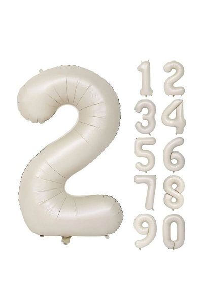 Onay Store Foil Balloon Number 2 Helium Balloon 76 Cm Cream Color - 2 Year Balloon - Birthday Party Set Supplies