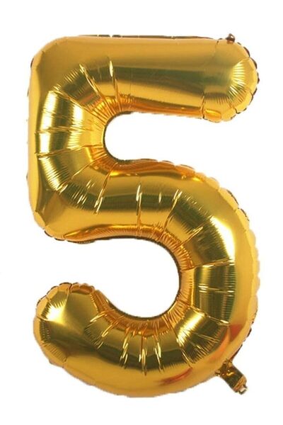 Onay Store Folyo Balon 5 Rakamı Helyum Balon 36 Cm Gold Renk - 5 Yaş Balonu -...