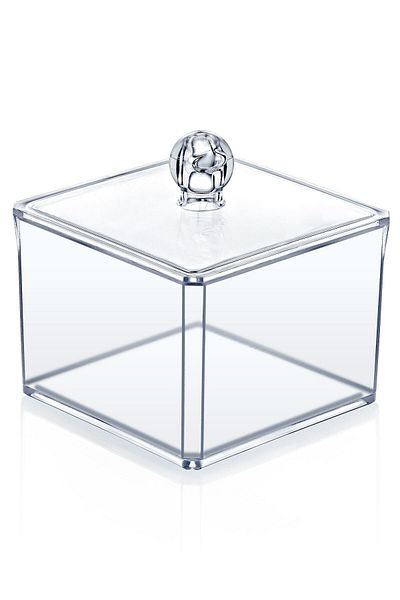 Onay Store Transparent Square Cotton Cover and Cotton Swab Box