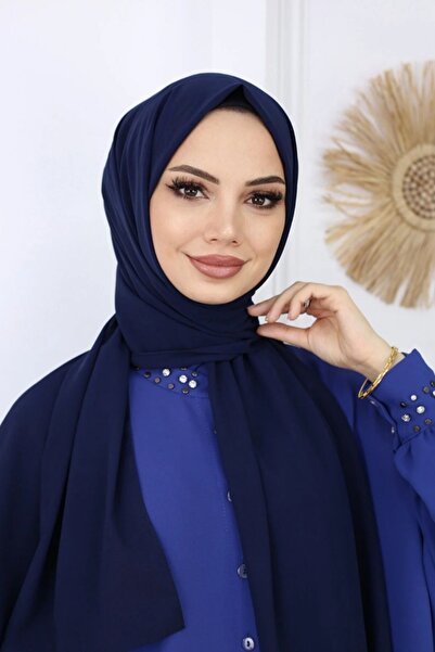 NEWSTORE Hijab Hijab Medina شال حريري أزرق داكن