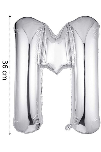 Onay Store Folyo Balon M Harfi Helyum Balon 36 Cm Gümüş Renk - M Harf Balon -...