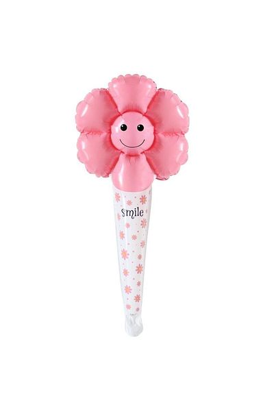 Onay Store Smiling Face Pink Daisy Handle Foil Balloon - 29,5x59,5 Cm-balloon - Party Supplies - Party Material