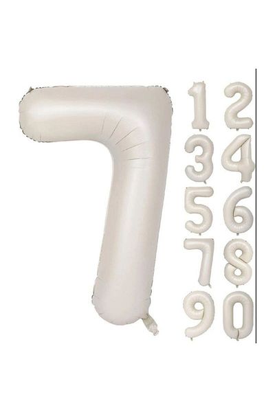 Onay Store Foil Balloon Number 7 Helium Balloon 76 Cm Cream Color - 7 Year Balloon - Birthday Party Set Supplies