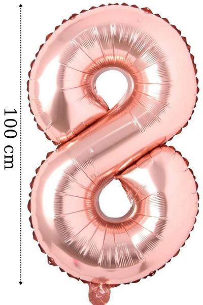 Onay Store Foil Balloon 8 Number Helium Balloon 100 Cm Rose Color - 8 Years Old Balloon - 8 Years Old Balloon -8 Number Balloon