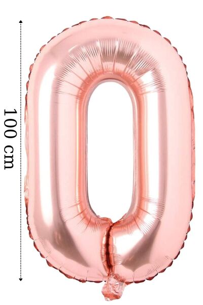 Onay Store Folyo Balon 0 Rakamı Helyum Balon 100 Cm Rose Renk - 0 Yaş Balonu ...