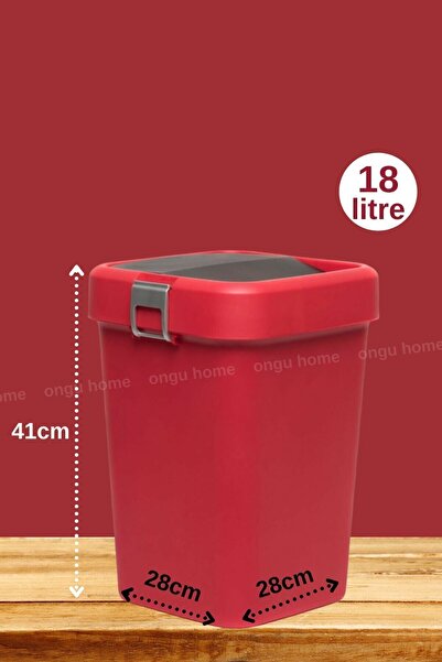 ongu home Çöp Kovası Çöp Yutan Çöp Kutusu Kırmızı(18 LİTRE)