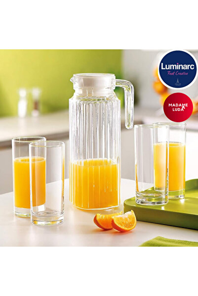 Luminarc Quadro Sıcak-soğuk Kapaklı 1.1 Lite. Borosilikat Cam Buzdolabı Sürahisi-Su-Meyve Suyu-Limonata-Ayran