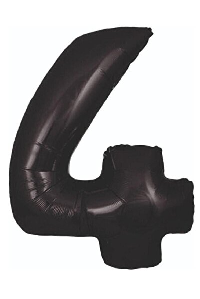 Onay Store Folyo Balon 4 Rakamı Helyum Balon 100 Cm Siyah Renk -4 Yaş Balonu-...