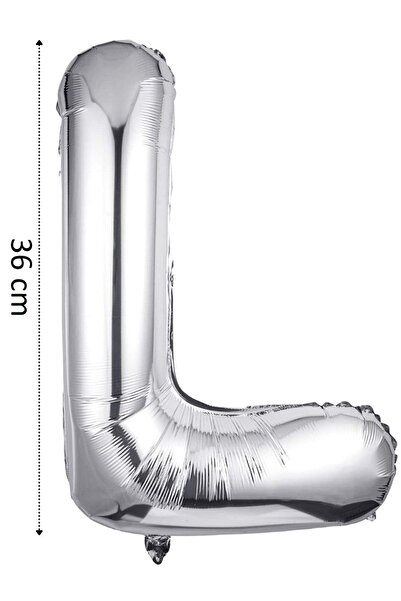 Onay Store Folyo Balon L Harfi Helyum Balon 36 Cm Gümüş Renk - L Harf Balon -...