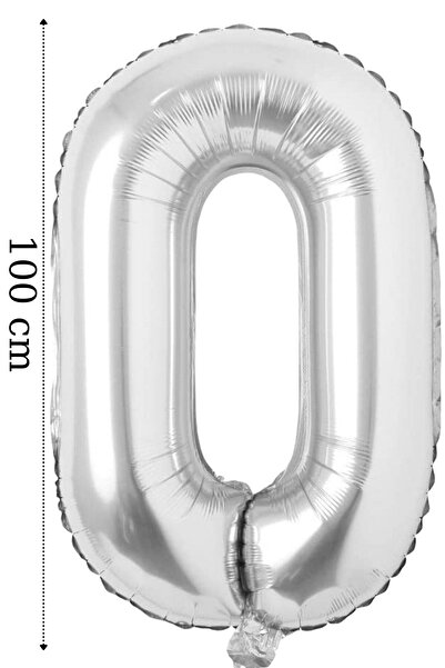 Onay Store Folyo Balon 0 Rakamı Helyum Balon 100 Cm Gümüş Renk - 0 Yaş Balonu...