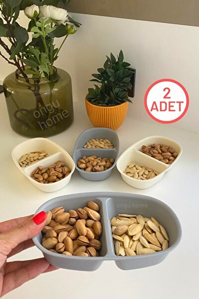 ongu home 2 Bölmeli Çerezlik Kase Sosluk (2 Adet)