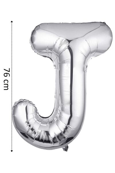 Onay Store Folyo Balon J Harfi Helyum Balon 76 Cm Gümüş Renk - J Harf Balon -...
