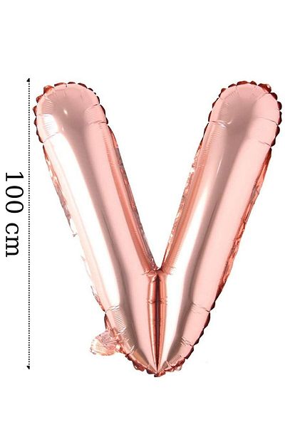 Onay Store Foil Balloon V Letter Helium Balloon 100 Cm Rose Color - V Letter Balloon - Letter Foil Balloon - V Letter Balloon