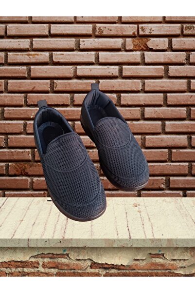 ALAABO unisex siyah bağcıksız hafif taban fileli yazlık spor ayakkabı sneaker