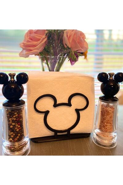 Rapithwin Mickey Mouse Dekorlu Organik Plastikten Peçetelik Siyah