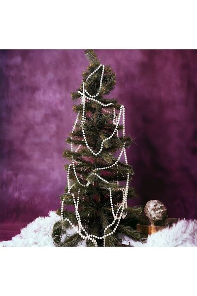 BukiroAtelier Κορδέλα Full Pearl White Beads Stringed Pearl Beads 2 Yards Διακοσμητική κορδέλα με πέρλες