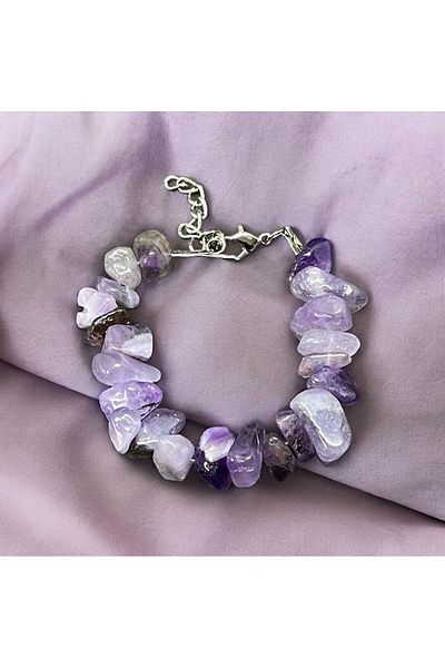 eHediyecim Amethyst Broken Natural Stone Bracelet