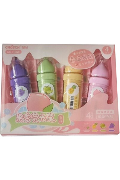 Modellino 4'lü Pastel Renkler Ferahlatıcı Meyve Kokulu Fosforlu Kalem Chosch ...
