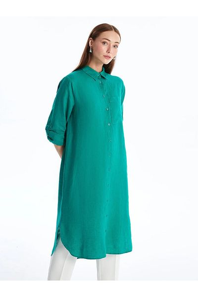 LC Waikiki LCWAIKIKI Klasyczna lniana koszula typu tunika oversize dla kobiet