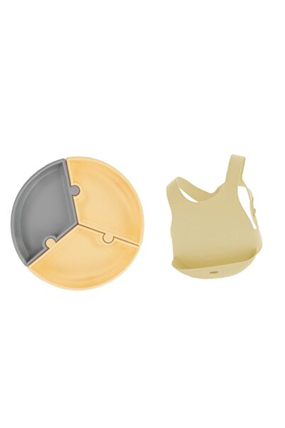 OiOi Silikon Set Vakum Tabanlı Puzzele Tabak Silikon Önlük