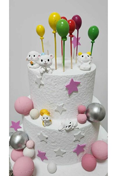 Himi Pasta Süsleri 5'li Hayvanlar ve Balon Maket Kürdanlı Cupcake Pasta Süsü ...
