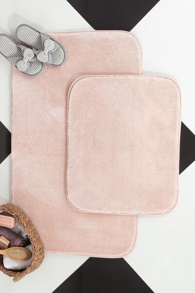 Sarar Peluş Pudra Kaymaz Taban Banyo Paspası Takımı 2'li
