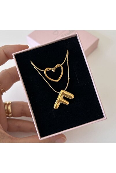 Accessories 2'li Çelik Kolye Seti/Harfli kolye