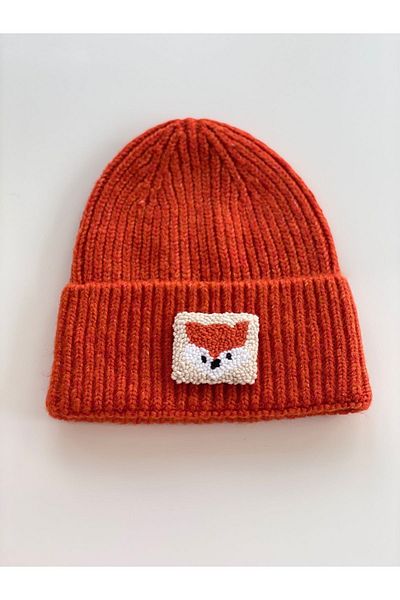 byebruketenci Orange Wool Beret Fox Punch New Year's Gift Detailed Orange Beret
