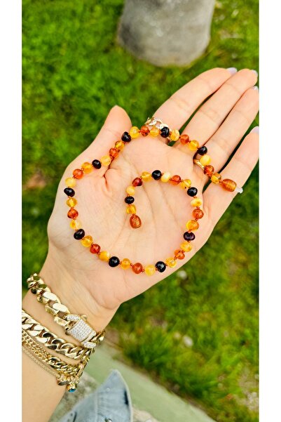 Kehribarkolyecimm Multicolor damla kehribar kolye