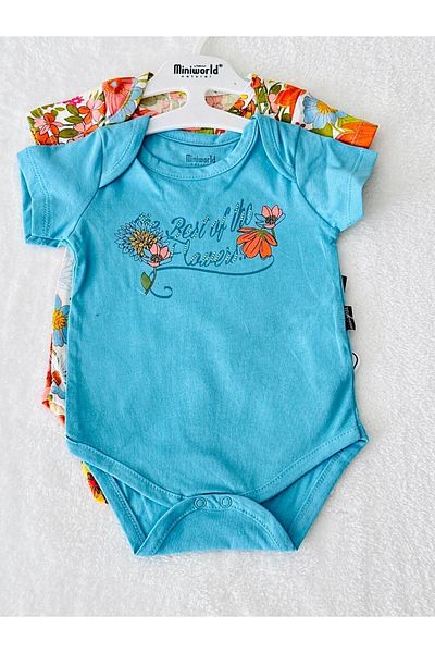 Miniworld Short Sleeve Bodysuit with Snap Fasteners for Baby Girl