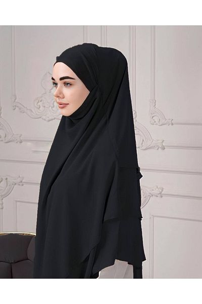 Şahane Shawl Ready Veiled Practical Scarf Hijab Hijab 3 Layers - Soufflé Cover